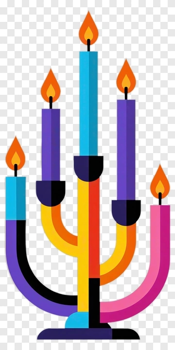 Colorful Hanukkah Menorah With Candles PNG