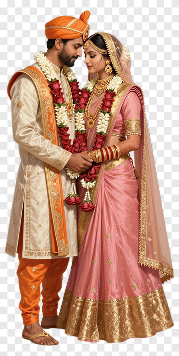 Indian Bride And Groom In Traditional Wedding Attire PNG