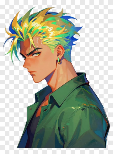 Anime Character With Vibrant Hair PNG