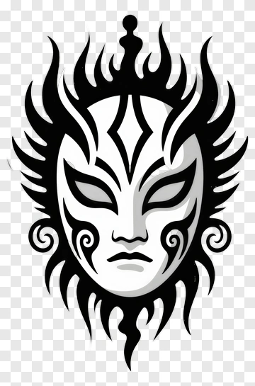 Black And White Tribal Mask PNG