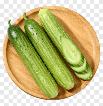 Fresh Cucumbers On Wooden Plate PNG