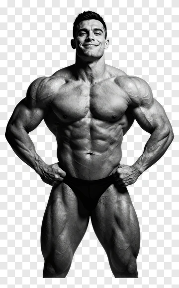 Bodybuilder In Black And White PNG