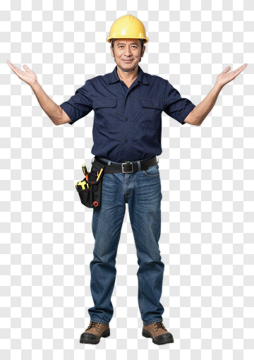 Construction Worker With Yellow Hard Hat PNG
