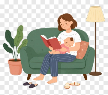 Mother Reading To Baby PNG