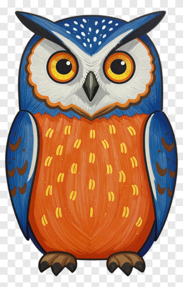 Blue And Orange Owl PNG