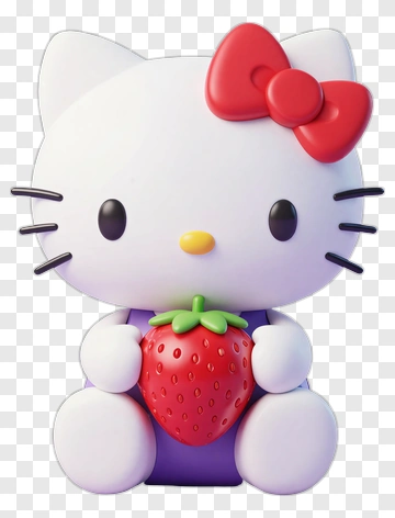 Hello Kitty Holding Strawberry PNG