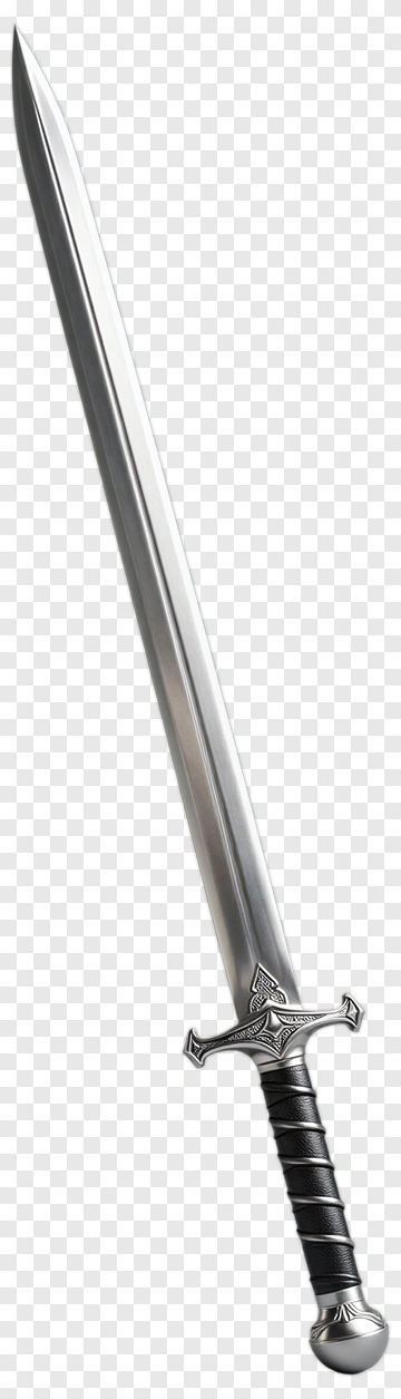 Silver Sword With Black Grip PNG