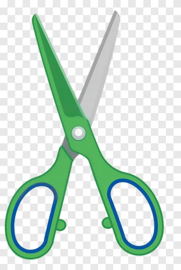 Green Scissors With Blue Handles PNG