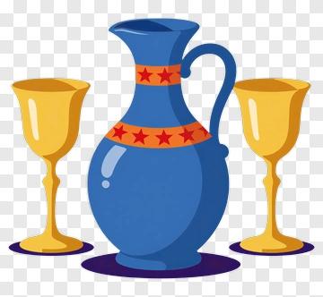 Blue Pitcher With Gold Goblets PNG