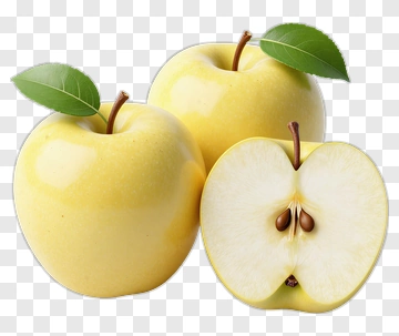 Yellow Apples With Leaves And Seeds PNG