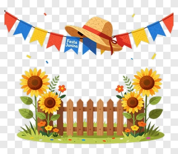 Straw Hat And Sunflowers PNG