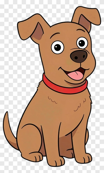 Cartoon Puppy With Red Collar PNG