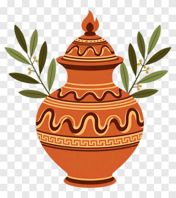 Ancient Greek Vase With Olive Branches And Torch PNG