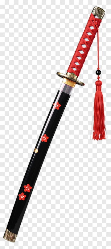 Traditional Katana With Red Tassel PNG