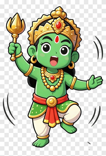 Cartoon Goddess Dancing With Trident PNG
