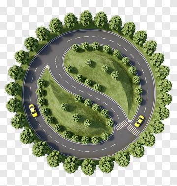 Circular Road With Trees And Cars PNG
