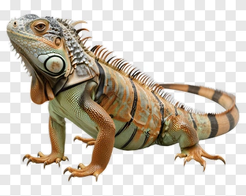 Iguana With Detailed Scales And Spine PNG