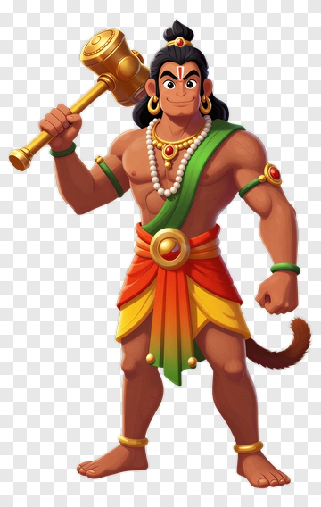 Hanuman With Golden Mace PNG