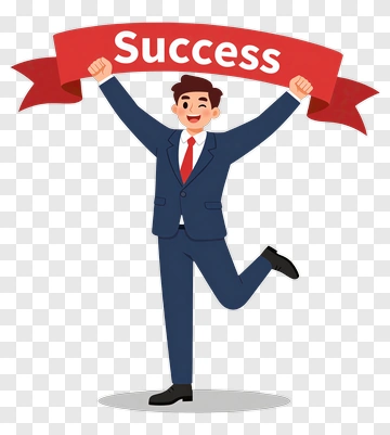 Man Holding Success Banner PNG