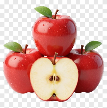 Red Apples With One Cut In Half PNG