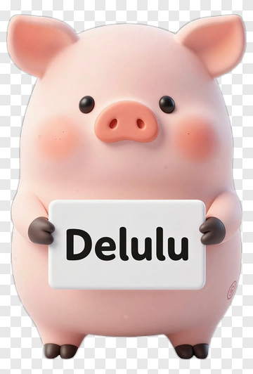 Delulu Pig Holding Sign PNG