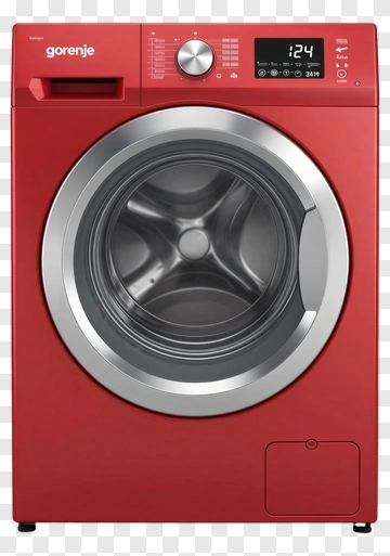 Red Front Loading Washing Machine PNG