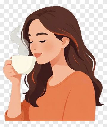 Woman Sipping Tea PNG