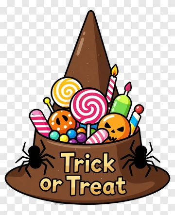 Witch Hat Overflowing With Halloween Candy PNG