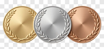 Gold Silver Bronze Medals With Laurel Wreaths PNG