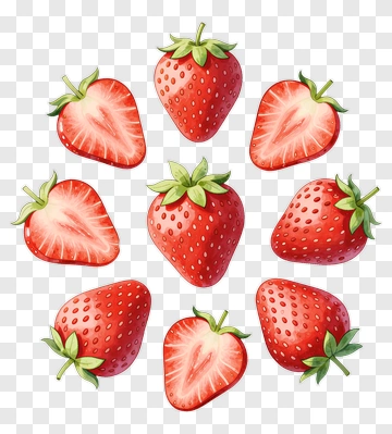 Watercolor Strawberries Arranged In A Circle PNG