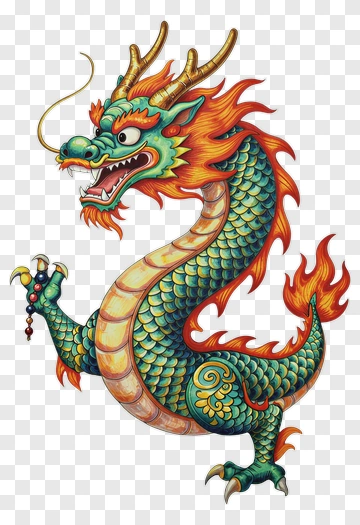 Colorful Chinese Dragon Illustration PNG