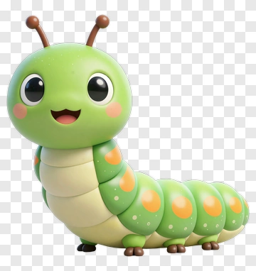 Cute Green Caterpillar Character PNG
