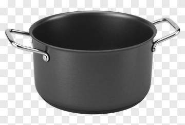 Black Cooking Pot With Silver Handles PNG