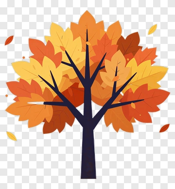 Autumn Tree With Falling Leaves PNG