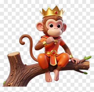 Cartoon Monkey King With Gold Crown PNG