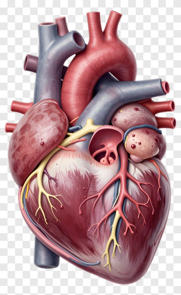 Human Heart Anatomy With Vascular System PNG