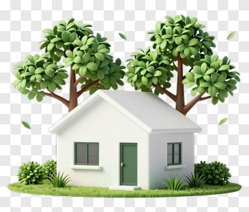Tiny House With Trees And Grass PNG