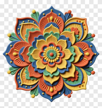Colorful Mandala Ornament PNG