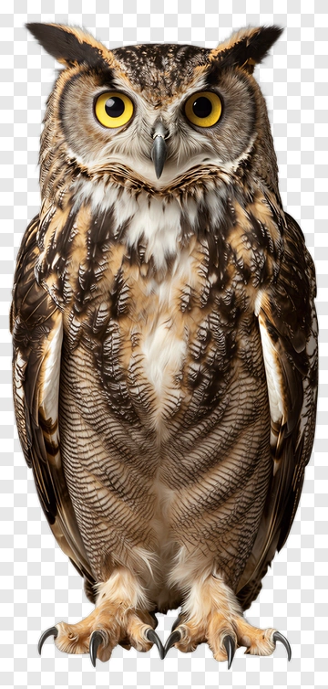 Owl With Striking Yellow Eyes PNG