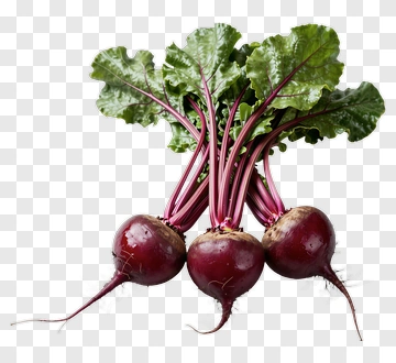 Three Beetroots With Leafy Greens PNG