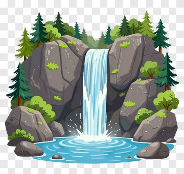 Cartoon Waterfall And Pool PNG