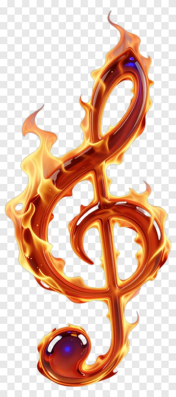 Flaming Treble Clef PNG