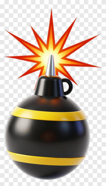 3D Bomb With Explosion PNG