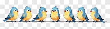 Blue And Yellow Cartoon Birds PNG
