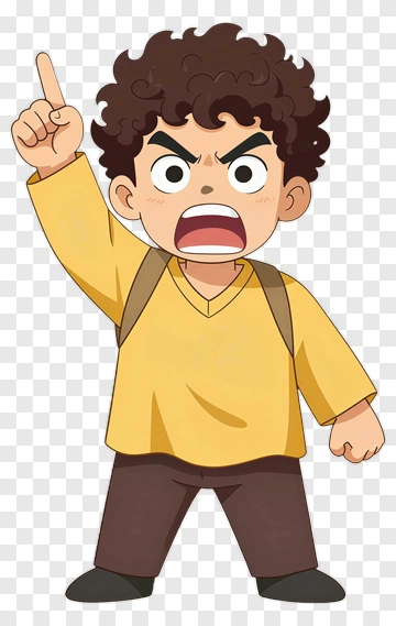 Angry Boy Pointing Upward PNG