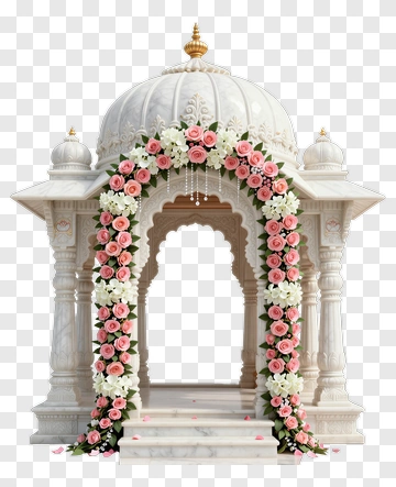 Marble Archway Adorned With Pink Roses PNG