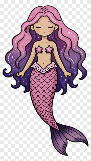 Pink Mermaid With Starfish Top PNG