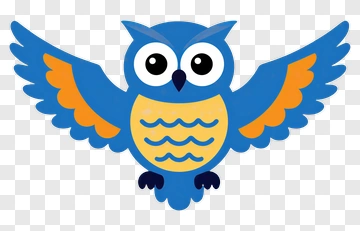 Blue Owl With Orange Wings PNG