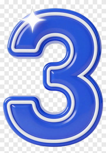 Blue Number Three With White Outline PNG