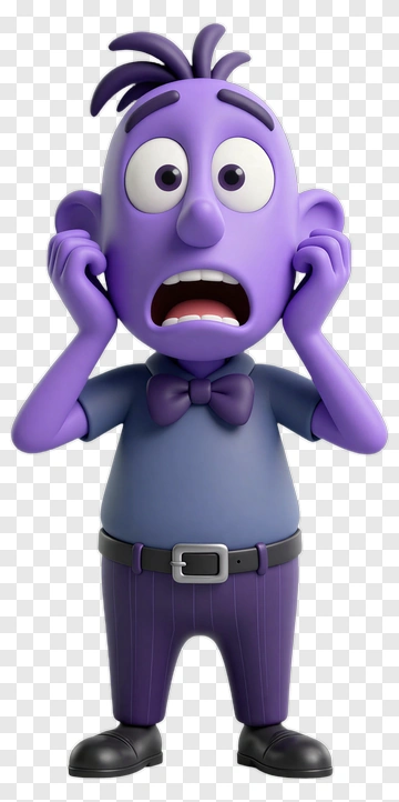 Purple Shocked Man Character PNG